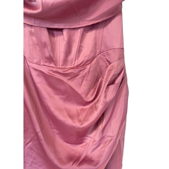 NWOT Bardot | Jamila Strapless Corset Dusty Pink Bodycon Cowl Neck Midi Dress XL - Picture 7 of 8